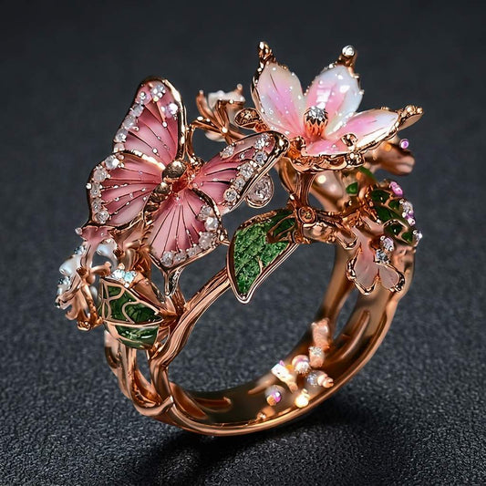Butterfly Ring with Cubic Zirconia