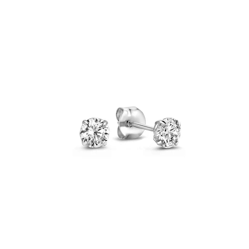 Earrings featuring sparkling cubic zirconia stones in a classic pointed setting
