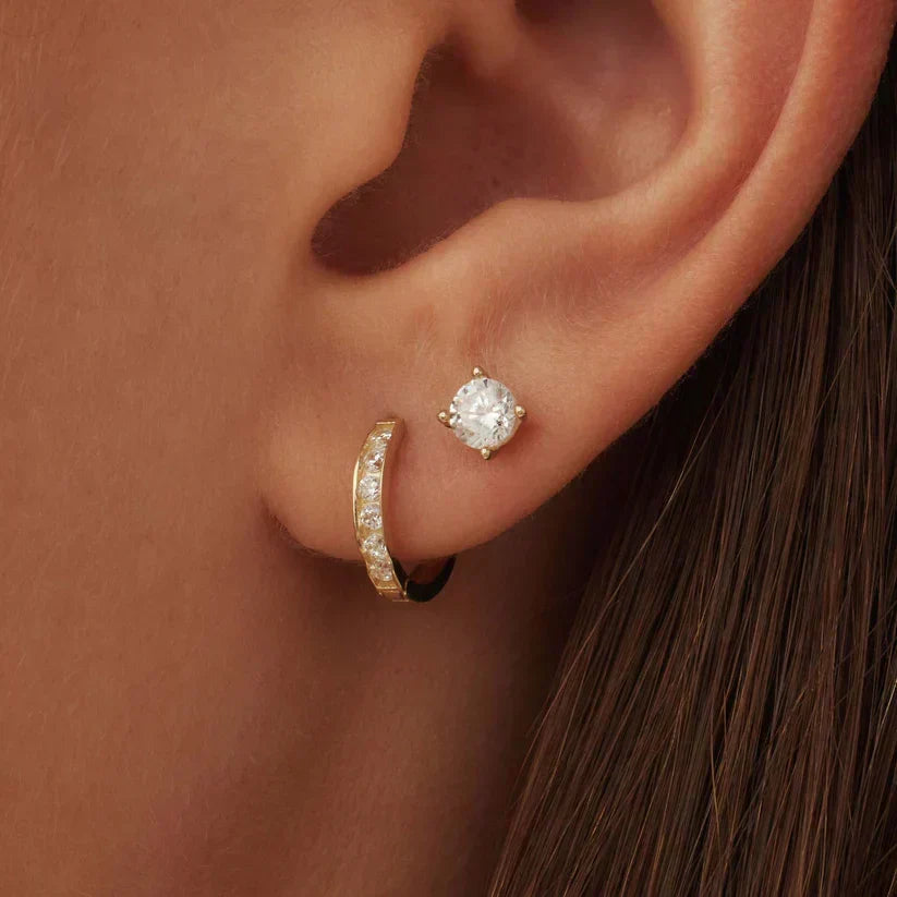 Brilliant Cubic Zirconia Earring Set with Hoops and Studs