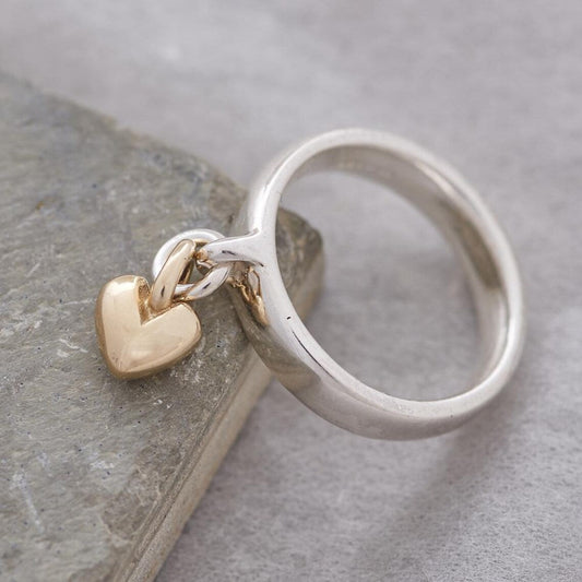 Vintage Ring with Heart Charm