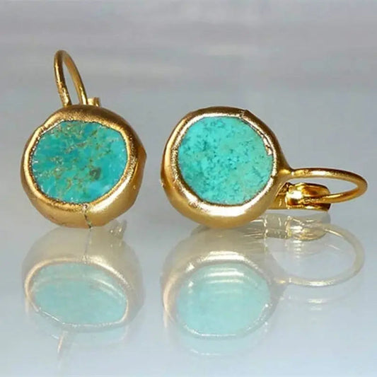 Unique turquoise earrings featuring natural stones in a modern boho style