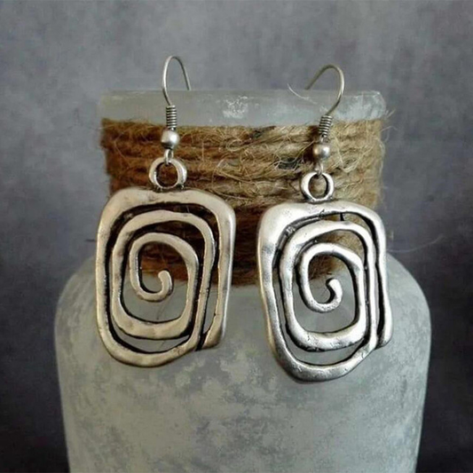 Boho spiral earrings with an antique finish for women
