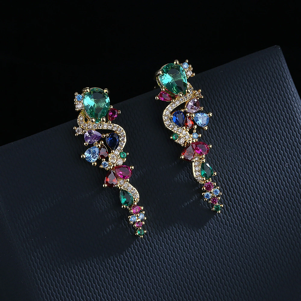 Brilliant Colorful Cubic Zirconia Earrings for Women