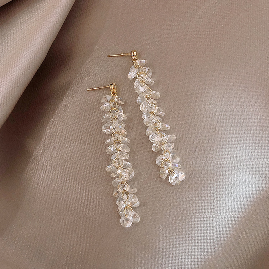 Sparkling Glass Earrings with Dangle Drops