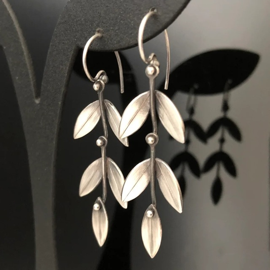 Elegant earrings featuring leaf-shaped details for a natural look