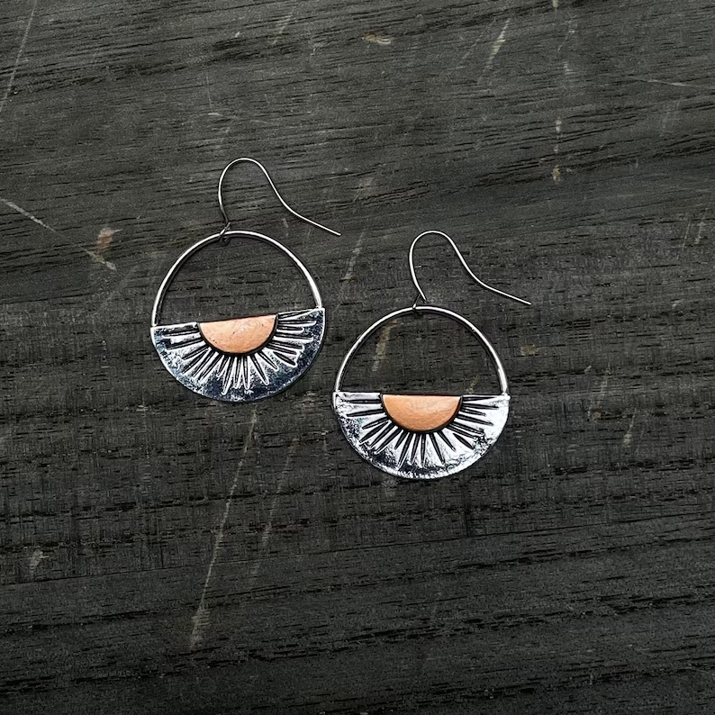 Antique Sunrise Earrings with Copper Details