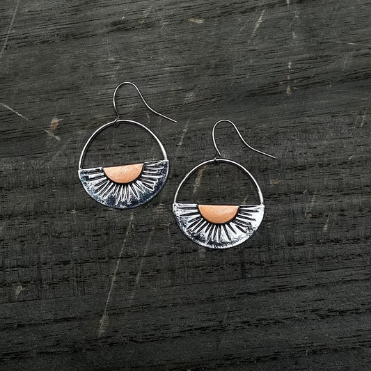 Antique Sunrise Earrings with Copper Details