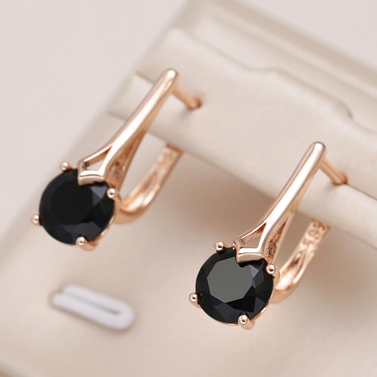 Elegant earrings with black cubic zirconia stones