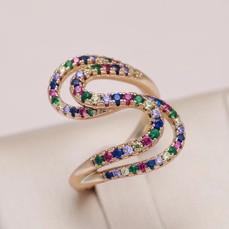 Elegant Ring with Multicolor Cubic Zirconia