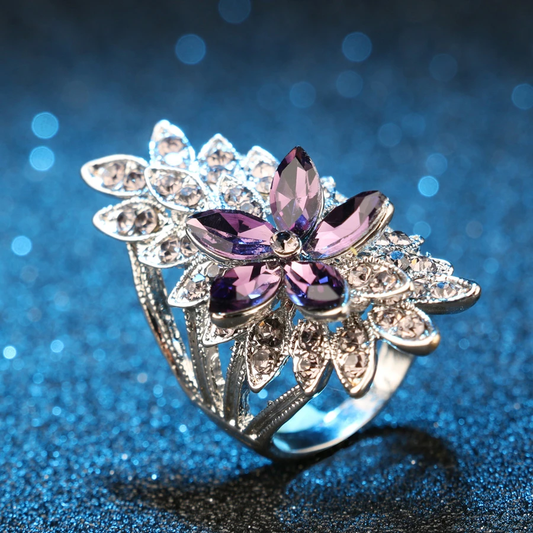 Elegant Colorful Ring with Cubic Zirconia