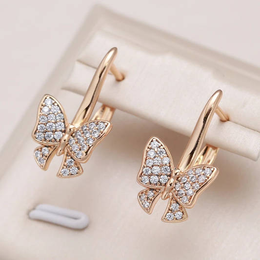 Elegant butterfly earrings for women, set with cubic zirconia and featuring sparkling stones