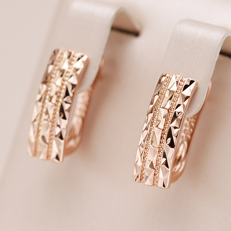 Pink Earrings with Geometric Pattern and Sparkling Details