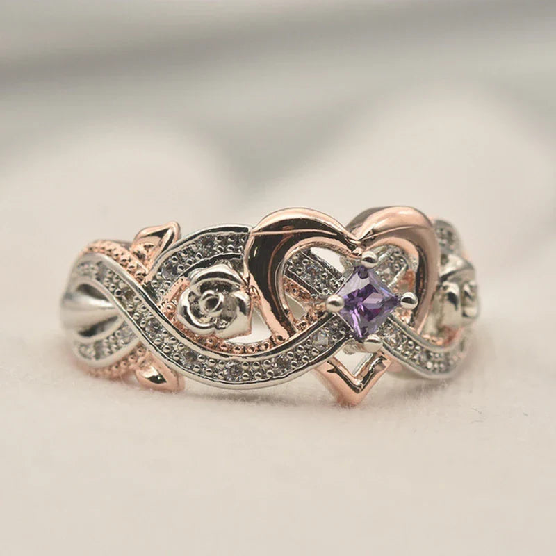 Stainless Steel Ring with Heart and Infinity Design