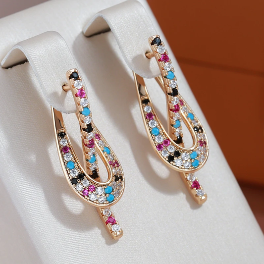 Elegant earrings with coloured cubic zirconia stones and a modern design