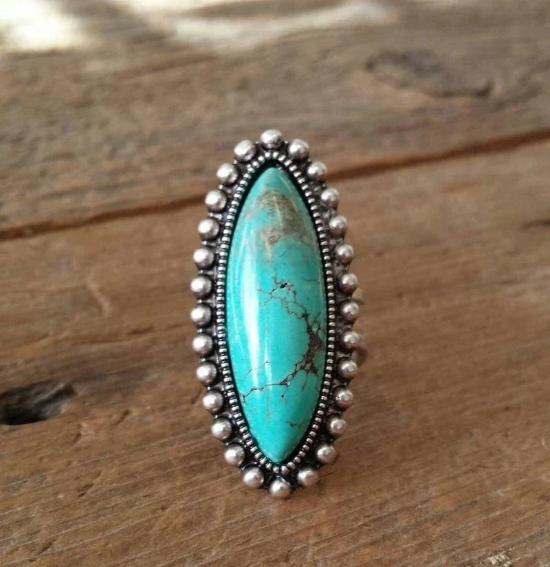 Stainless Steel Ring with Turquoise Stone