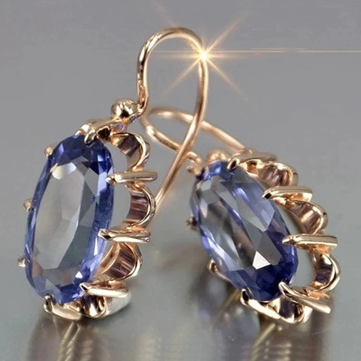 Vintage earrings with blue cubic zirconia stones
