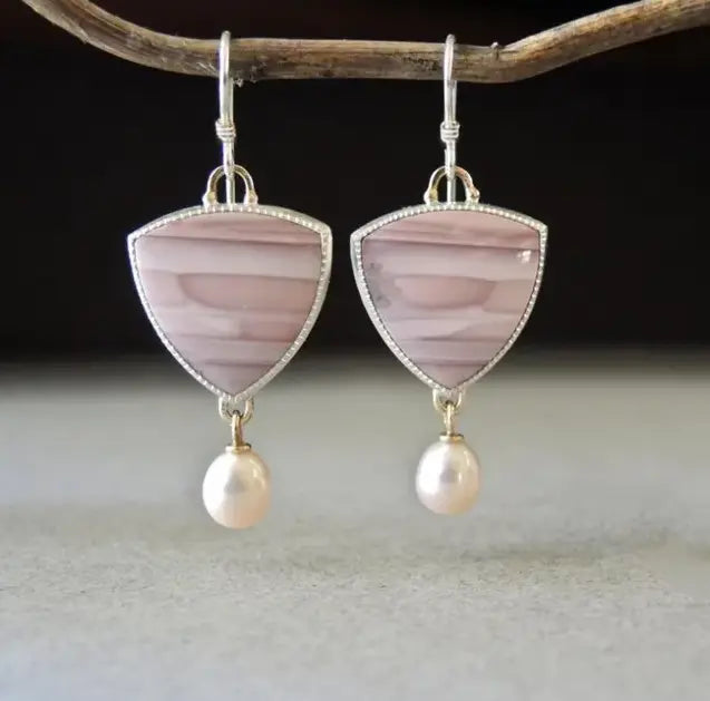 Delicate Earrings with Pink Jasper and Elegant Pearls