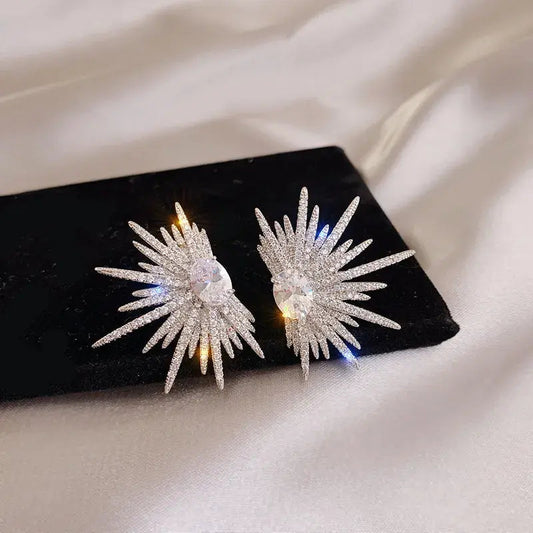 Cubic Zirconia Star Design Earrings