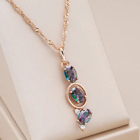 Elegant Necklace with Sparkling Rainbow Mystic Topaz Gemstones