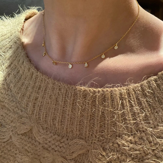 Sparkling Choker with Modern-Style Cubic Zirconia Charms