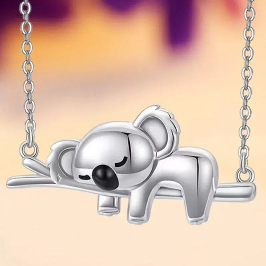 Cute Koala Pendant Necklace with Chain for Women