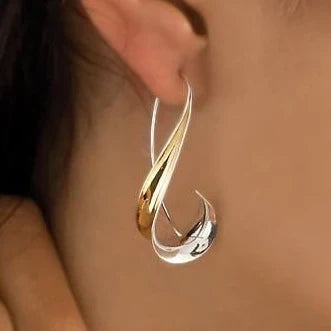 Elegant Vintage Drop Earrings with Two-Tone Design