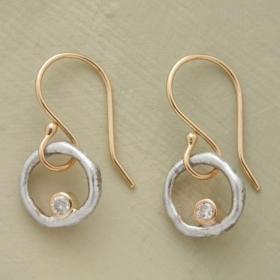 Elegant earrings with a hoop pendant and sparkling cubic zirconia stones