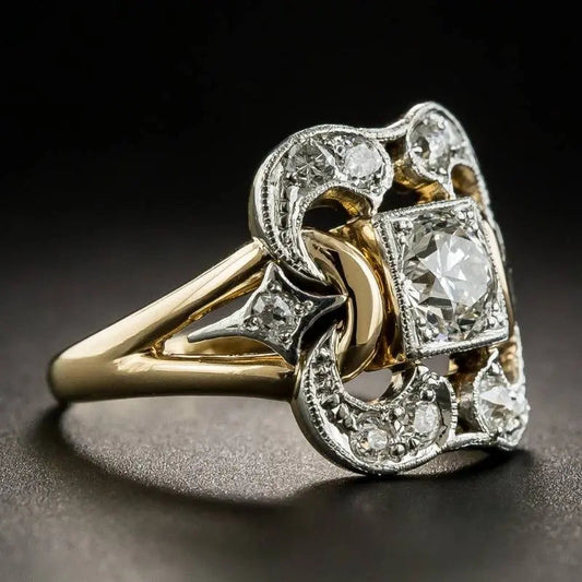 Vintage Art Deco Ring with Pavé Cubic Zirconia