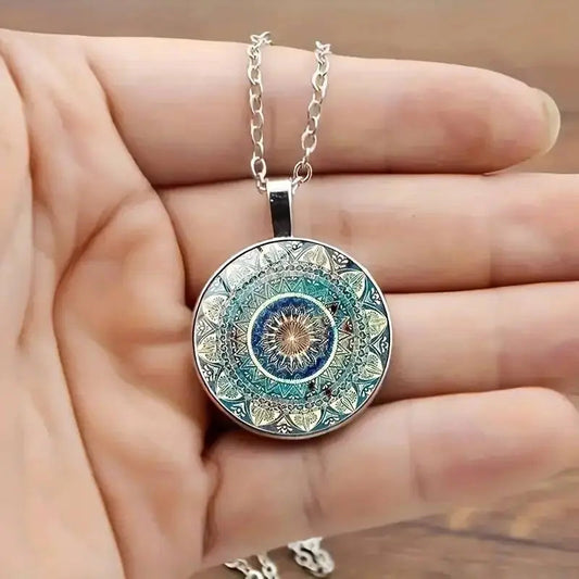 Floral Mandala Medallion Necklace with Ornate Patterns