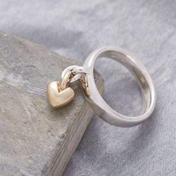 Vintage Ring with Heart Pendant