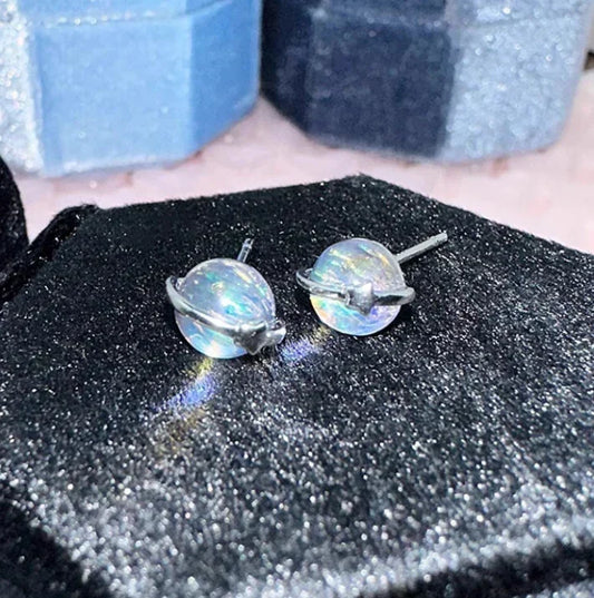 Brilliant Earrings with Planet Design and Star Element