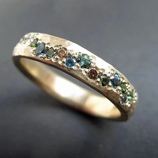 Vintage Gold Ring with Multicolor Stones