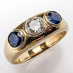 Ring with Zirconia and Blue Crystal