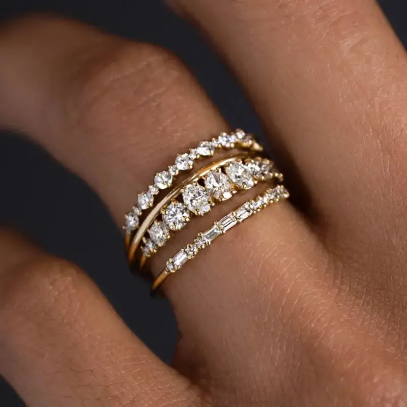 Elegant Vintage Ring Set with Cubic Zirconia