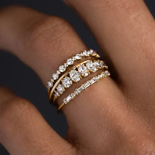 Elegant Vintage Ring Set with Cubic Zirconia