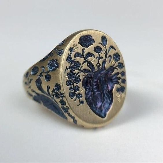 Vintage Ring with Blue Flower