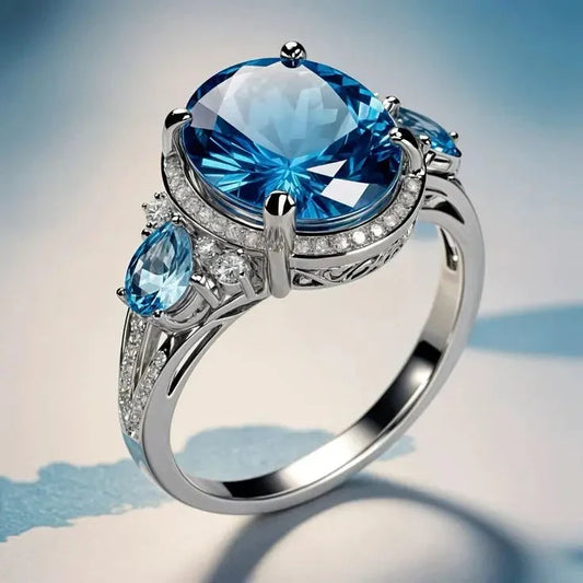 Vintage Silver Ring with Blue Topaz Stone