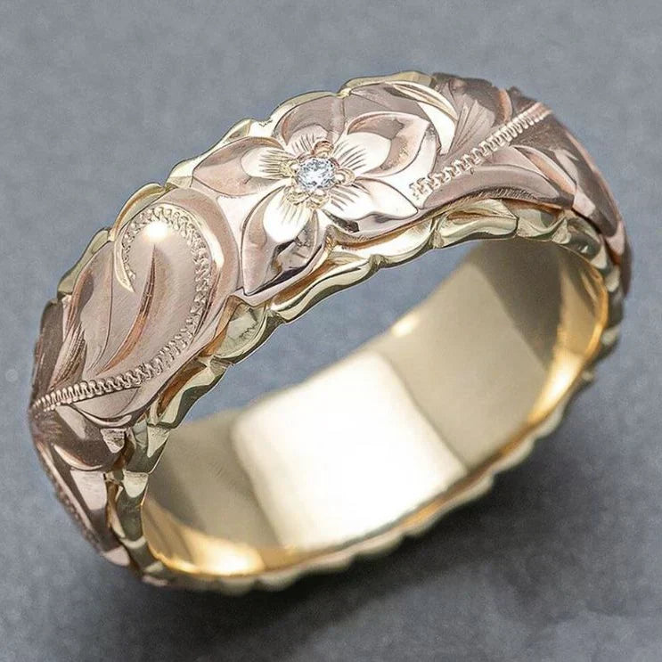 Vintage Rose Gold Flower Ring