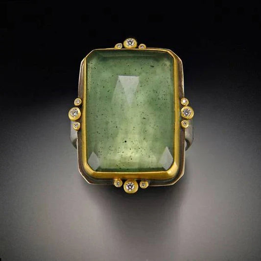 Vintage Ring with Zirconia and Inlays