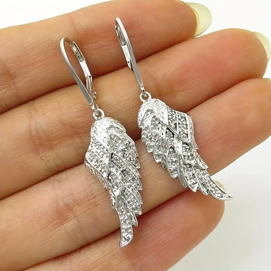 Brilliant Angel Wing Earrings with Sparkling Cubic Zirconia