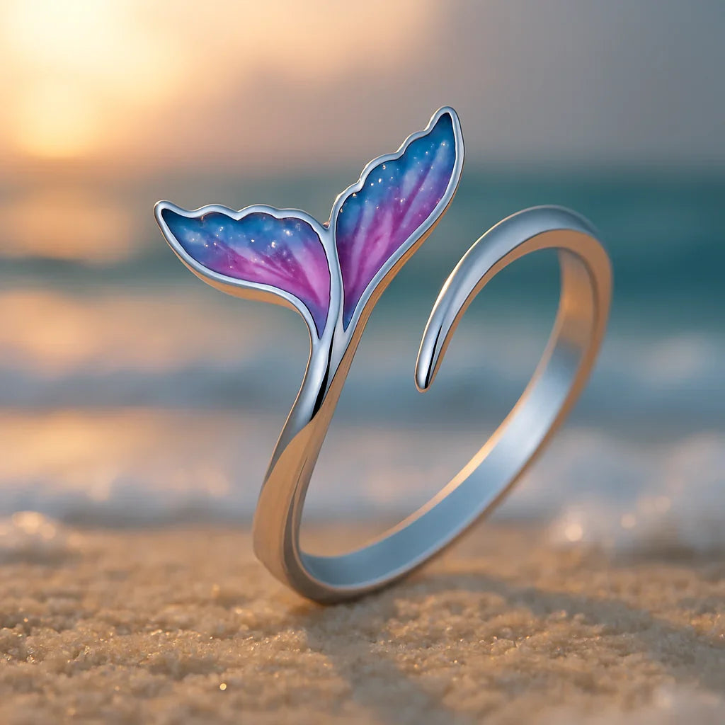 Adjustable Ring with Colorful Dolphin Tail