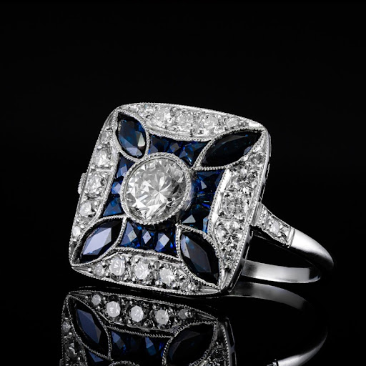 Sparkling Ring with Dark Blue Cubic Zirconia
