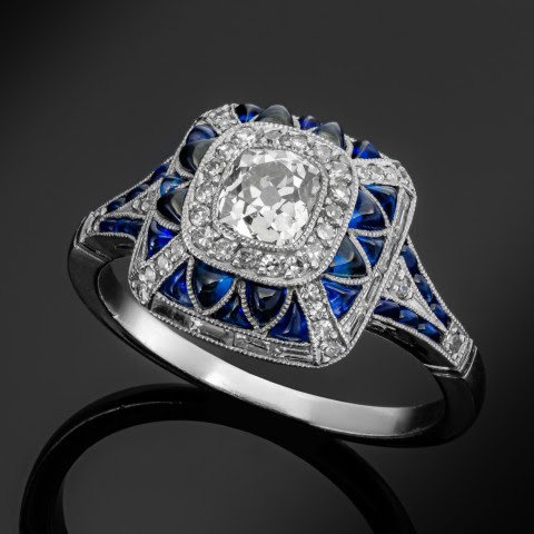 Bright Blue Square Ring