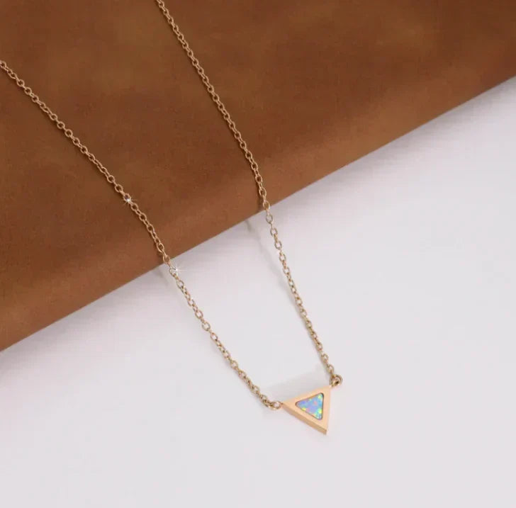 Delicate Triangular Opal Necklace with Sparkling Stone for a Minimalist Style