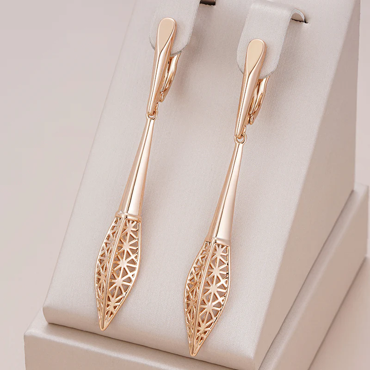Pink Filigree Dangle Earrings with Unique Pattern Design