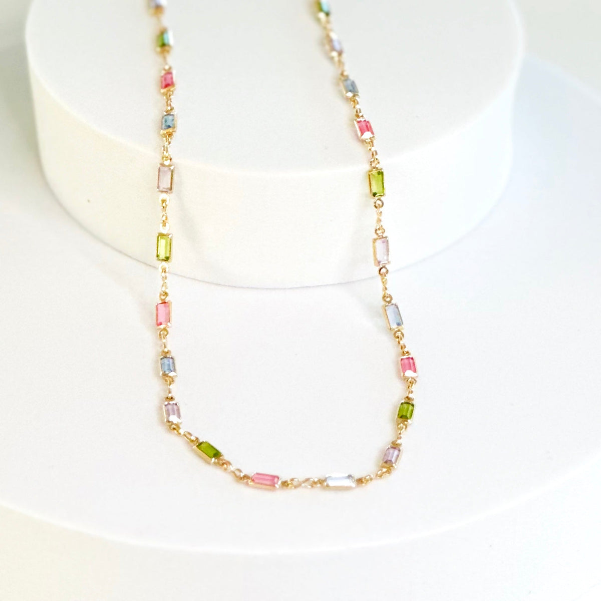 Delicate Necklace with Colorful Cubic Zirconia