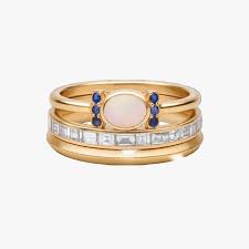 Vintage White Opal Ring Set in Gold