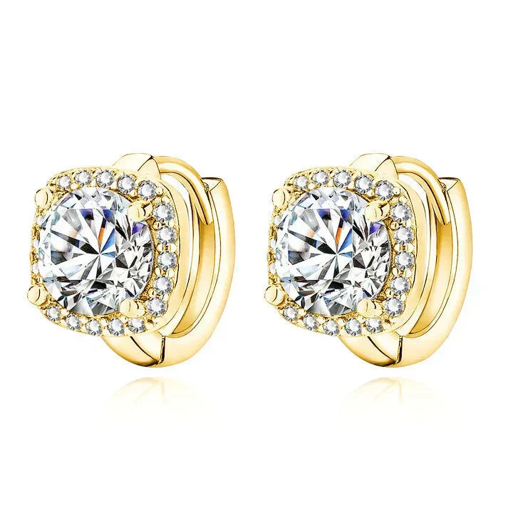Elegant Zirconia Earrings with a Halo Design
