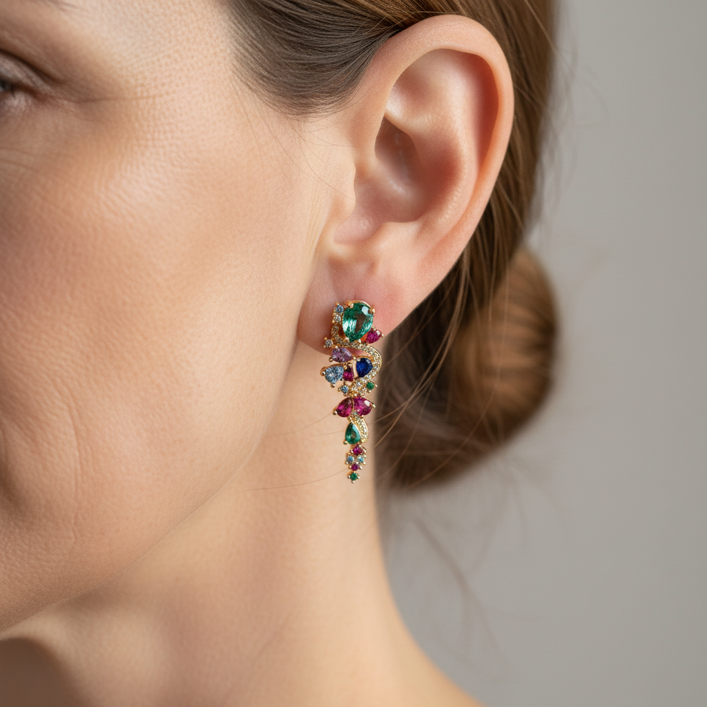 Brilliant Colorful Cubic Zirconia Earrings for Women