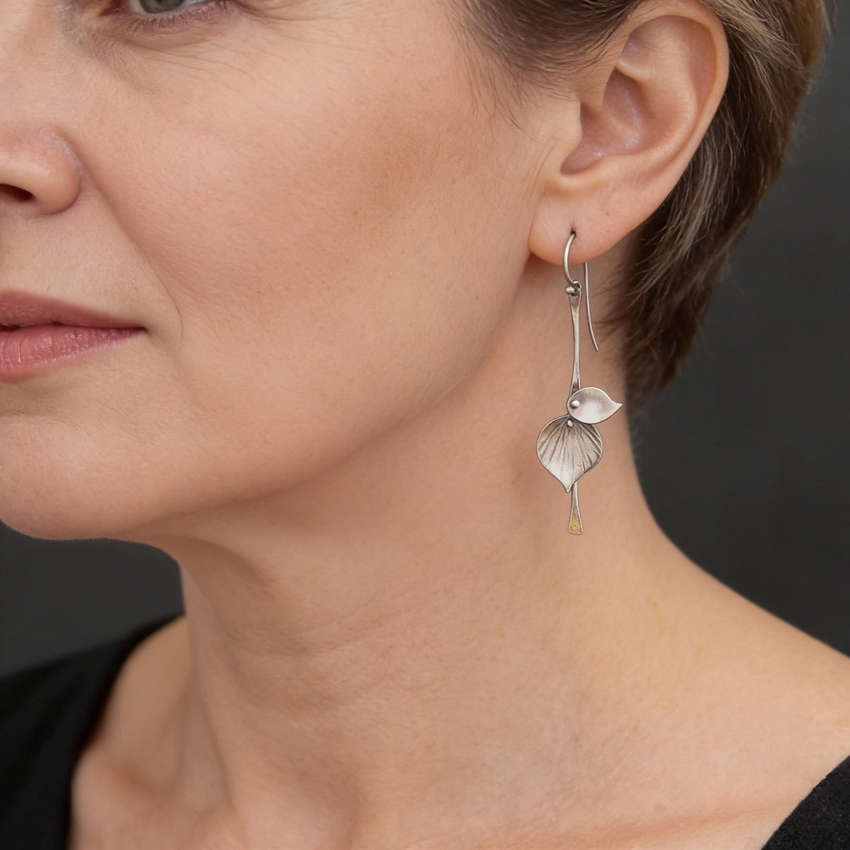 Handmade leaf earrings with an elegant, natural design